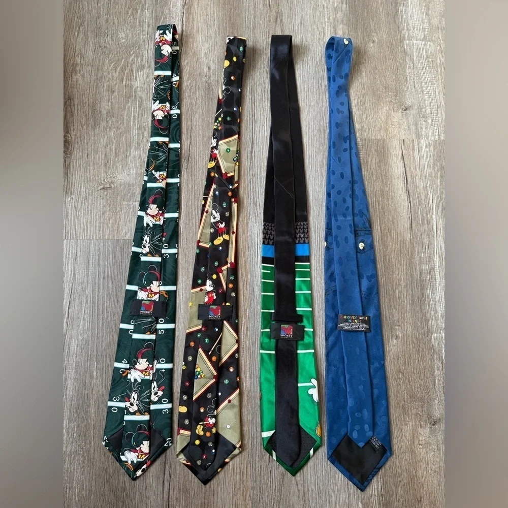 VTG DISNEY Mickey Tie Lot Dress Ties Multi Color LOONEY TUNES Pool Football